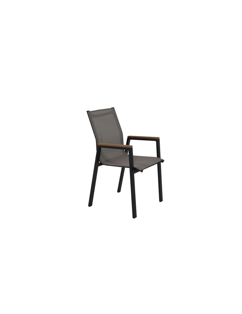 Juego comedor terraza 6 sillas Ely gris oscuro