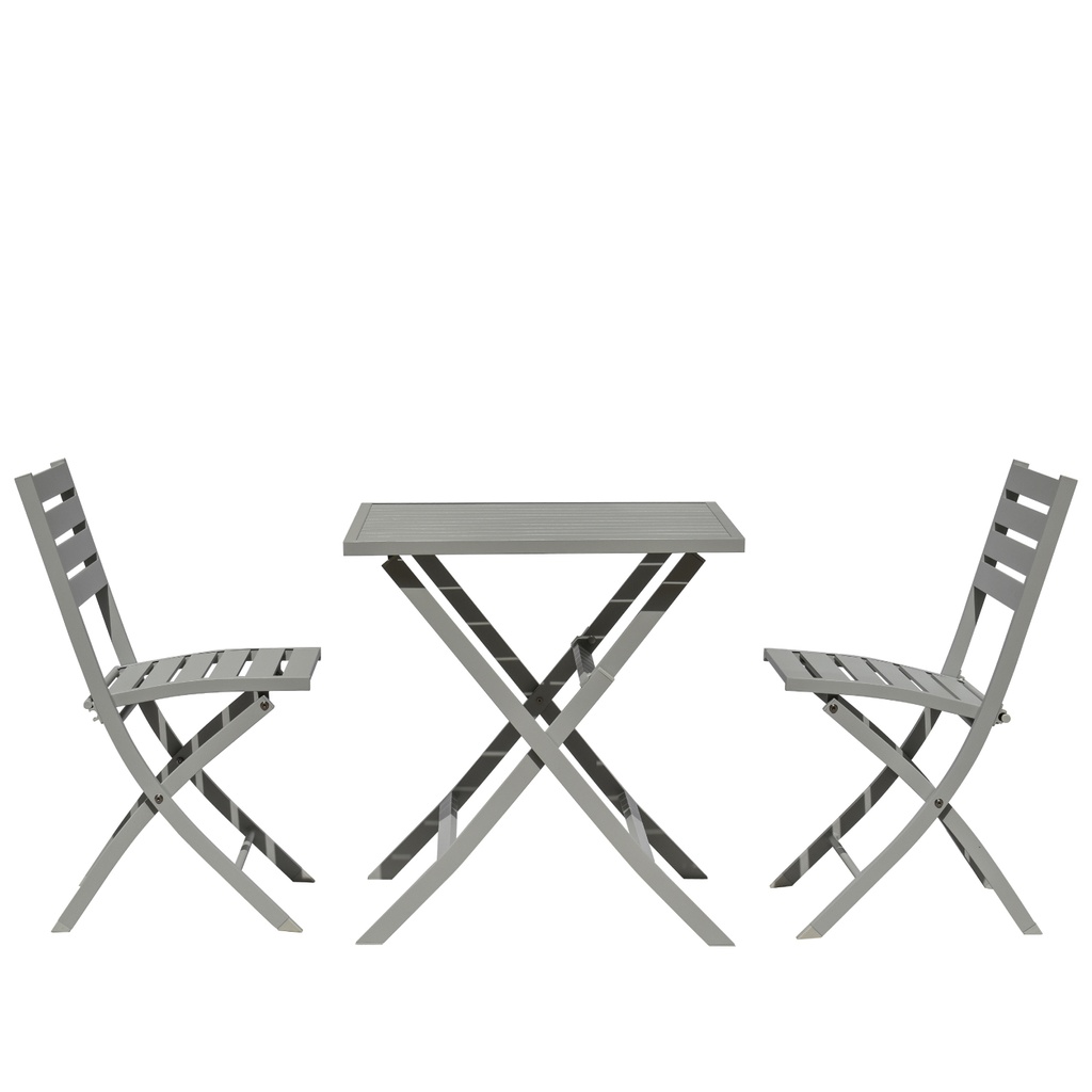 Comedor Terraza aluminio 2 sillas gris