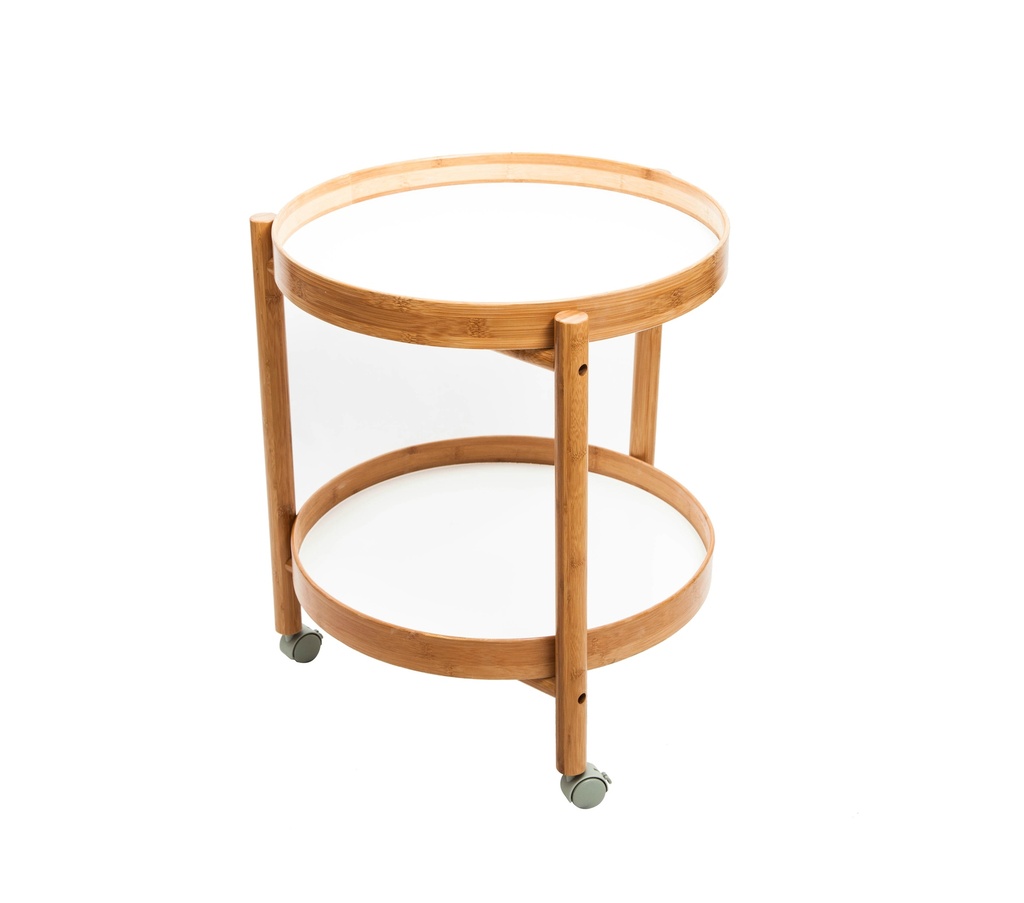 Mesa lateral con ruedas bambú 55cm