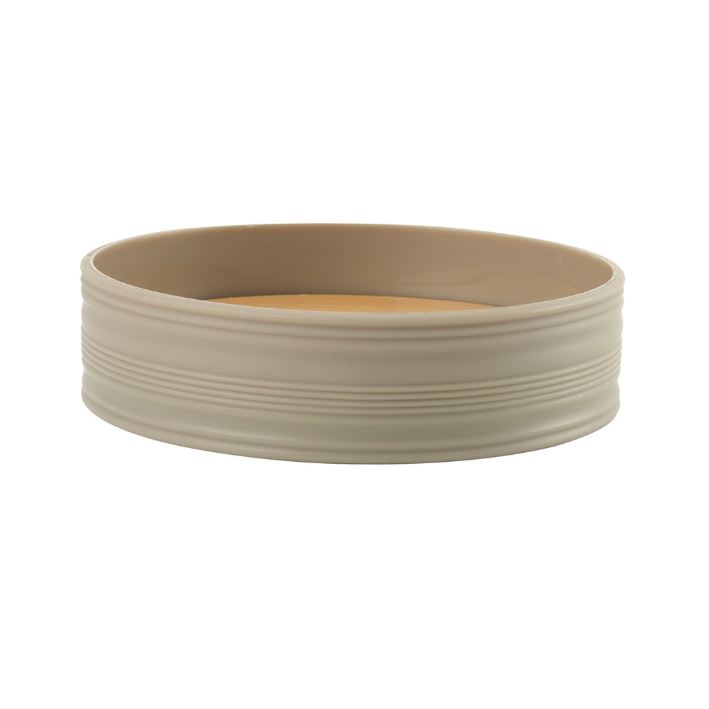 Jabonera plástico estriado beige bambú